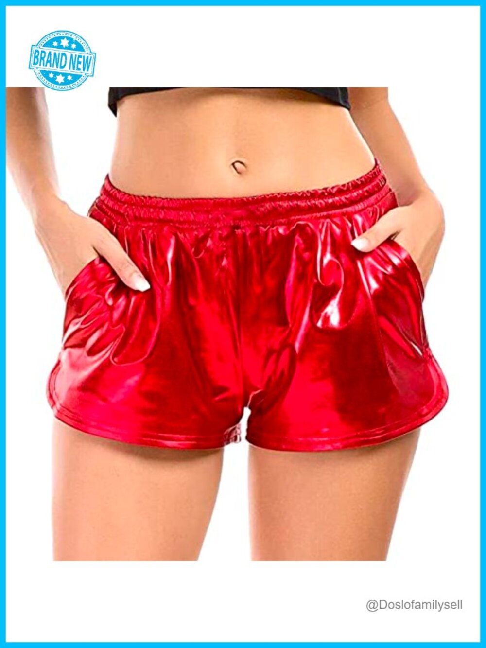 Metallic Shiny Shorts Sparkly Rave Hot Outfit Elastic Sport Dance Attire